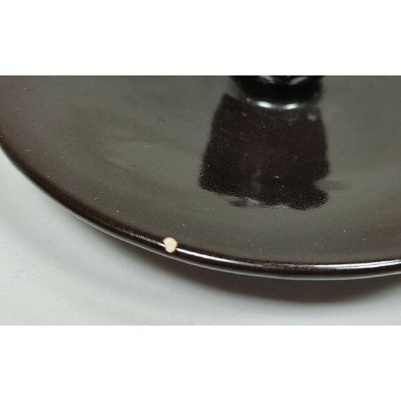 VTG Sunrise Brown Pottery Carved Clay Lid Houses Trees Outdoor 3D Design Glazed - Picture 12 of 12